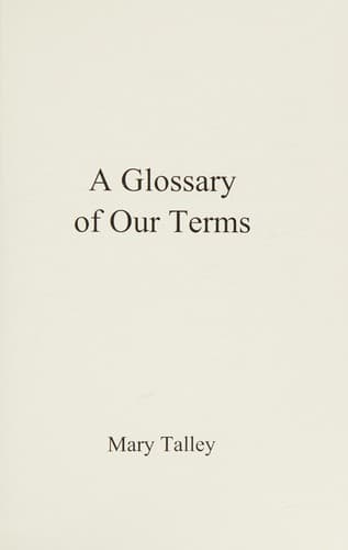 Cover of Glossary of our terms