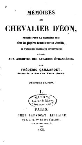 Cover of Mémoires du Chevalier D'Eon