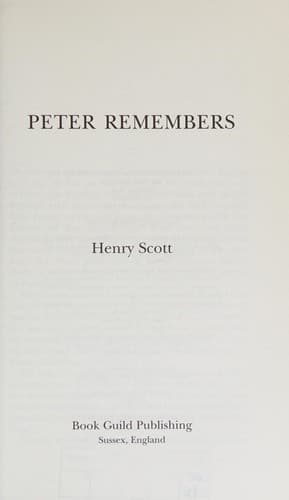 Cover of Peter Remembers