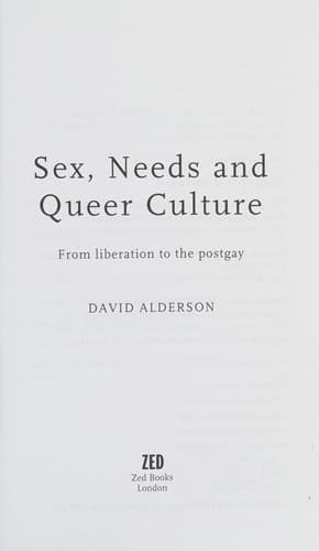 Cover of Sex, needs and queer culture