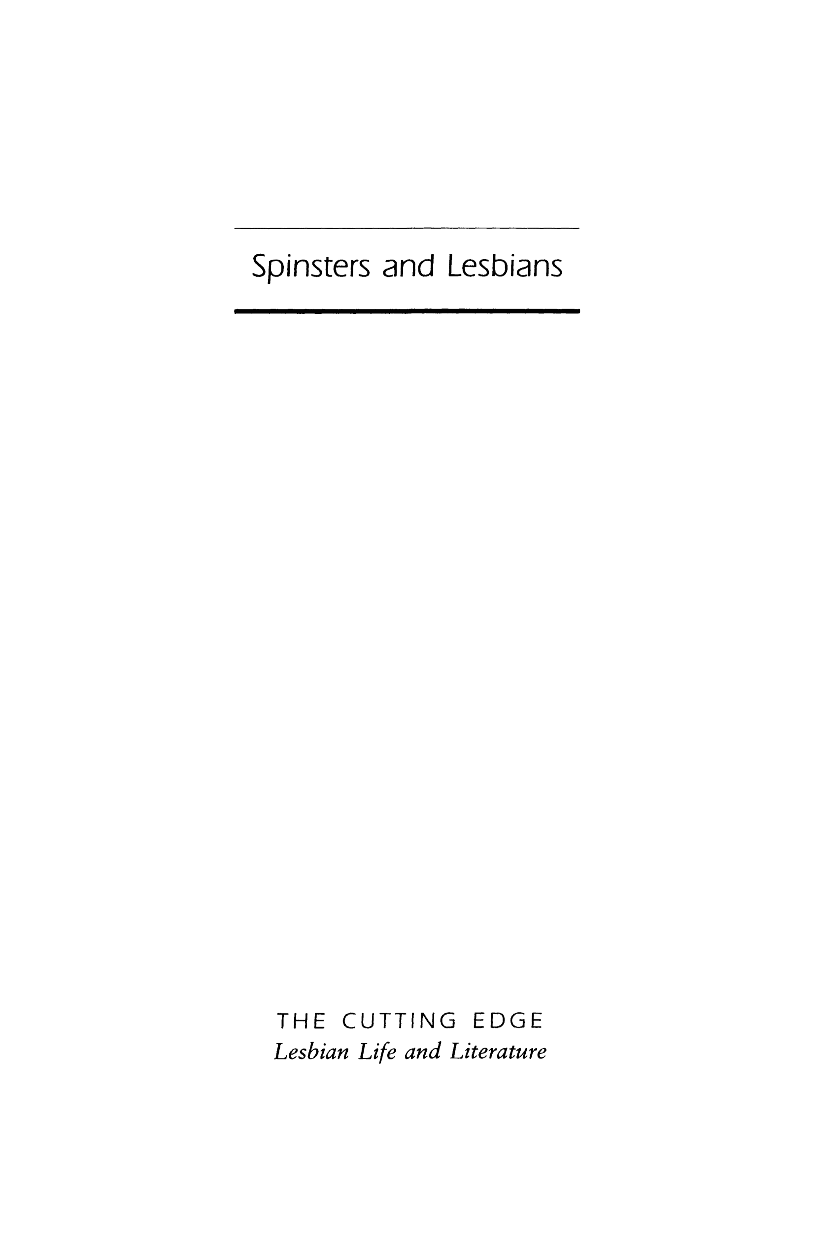 Cover of Spinsters and lesbians