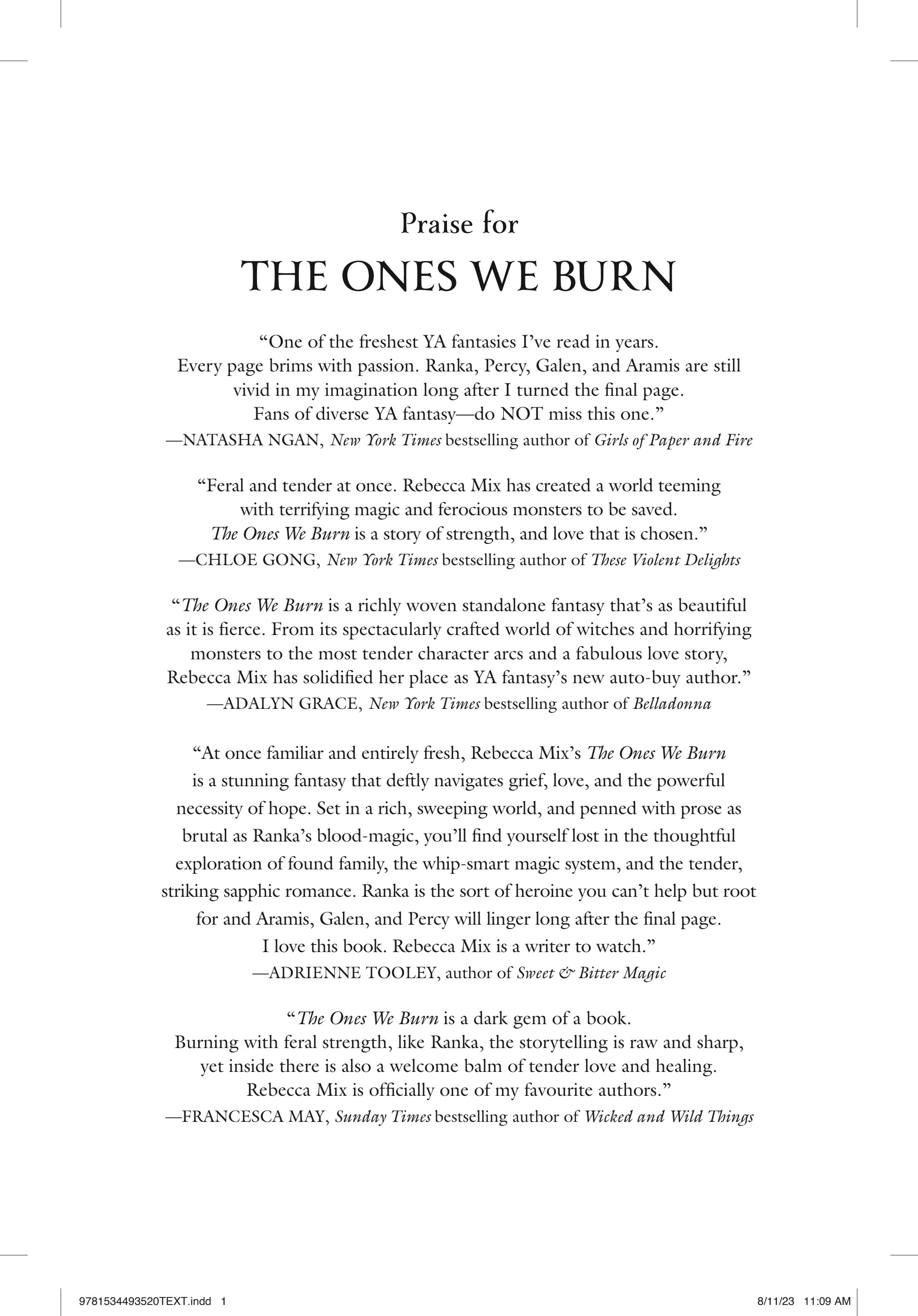 Cover of The Ones We Burn
