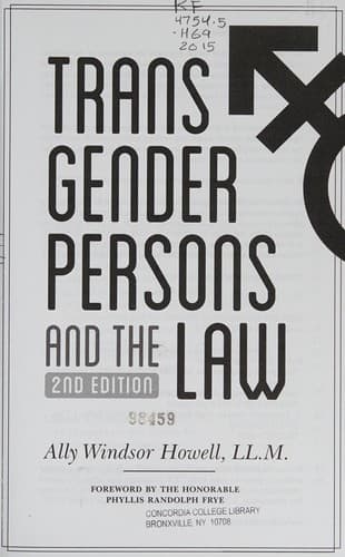 Cover of Transgender persons and the law