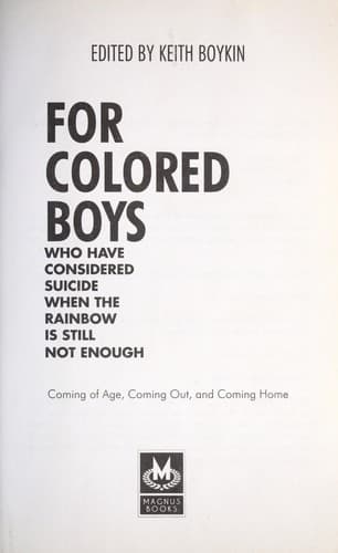 Cover of For colored boys who have considered suicide when the rainbow is still not enough