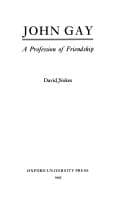 Cover of John Gay, a profession of friendship