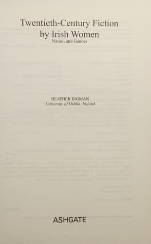 Cover of TWENTIETH-CENTURY FICTION BY IRISH WOMEN: NATION AND GENDER.